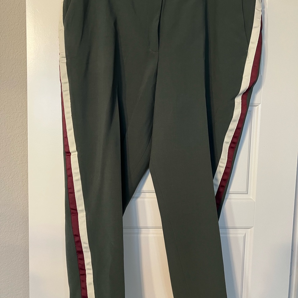 Boden Women's Green Pants with Red and White Stripes